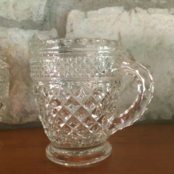 Vintage Wexford Anchor Hocking Sugar Bowl with Lid and Creamer - Picture 2 of 4